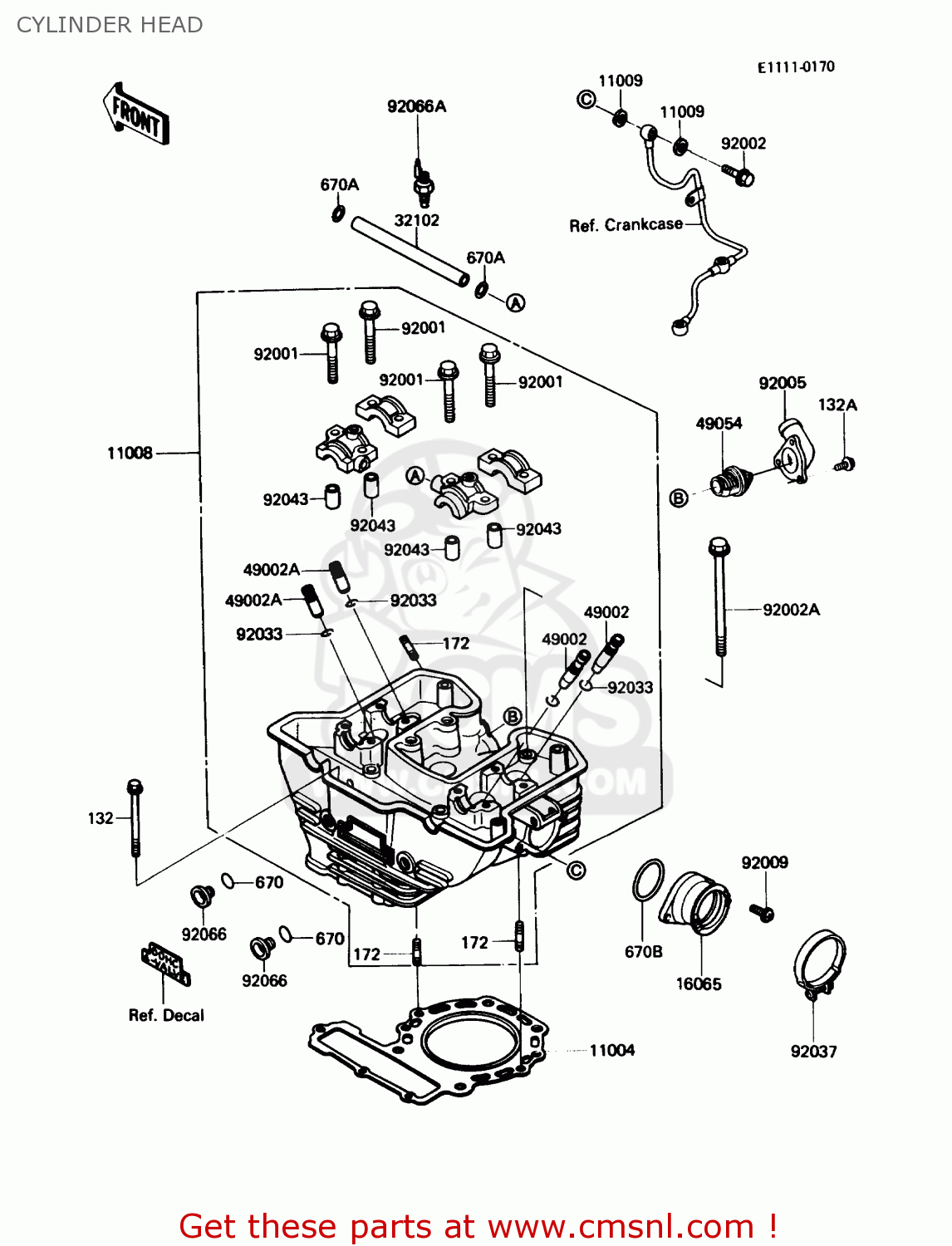 CYLINDER HEAD KL650A1 KLR650 1987 USA CALIFORNIA CANADA