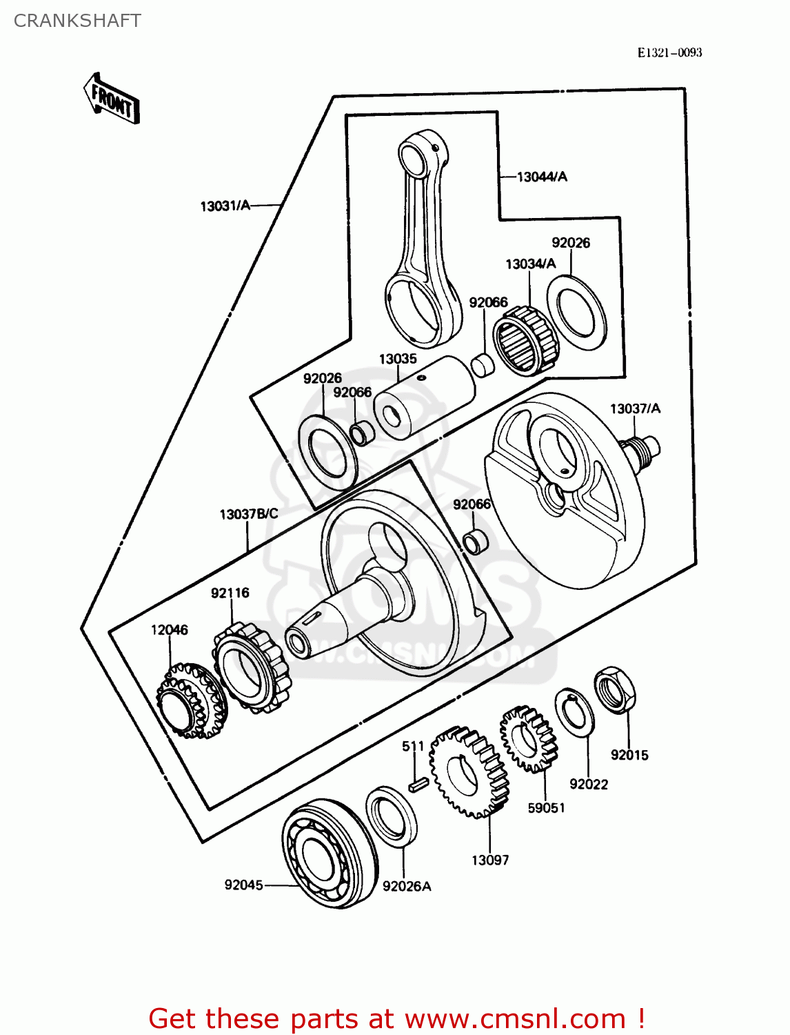 CRANKSHAFT KL650A1 KLR650 1987 USA CALIFORNIA CANADA