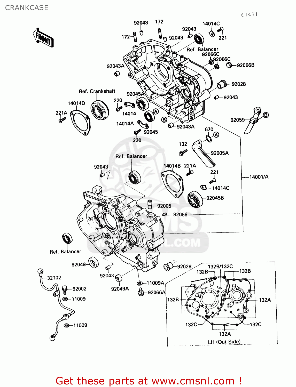 CRANKCASE KL650A1 KLR650 1987 USA CALIFORNIA CANADA