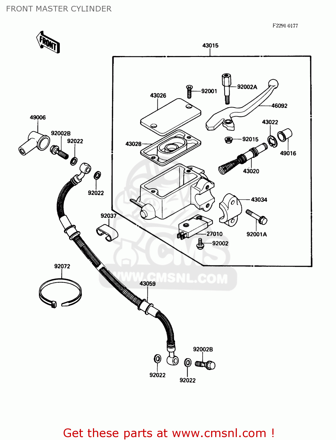 FRONT MASTER CYLINDER KL650A1 KLR650 1987 USA CALIFORNIA CANADA
