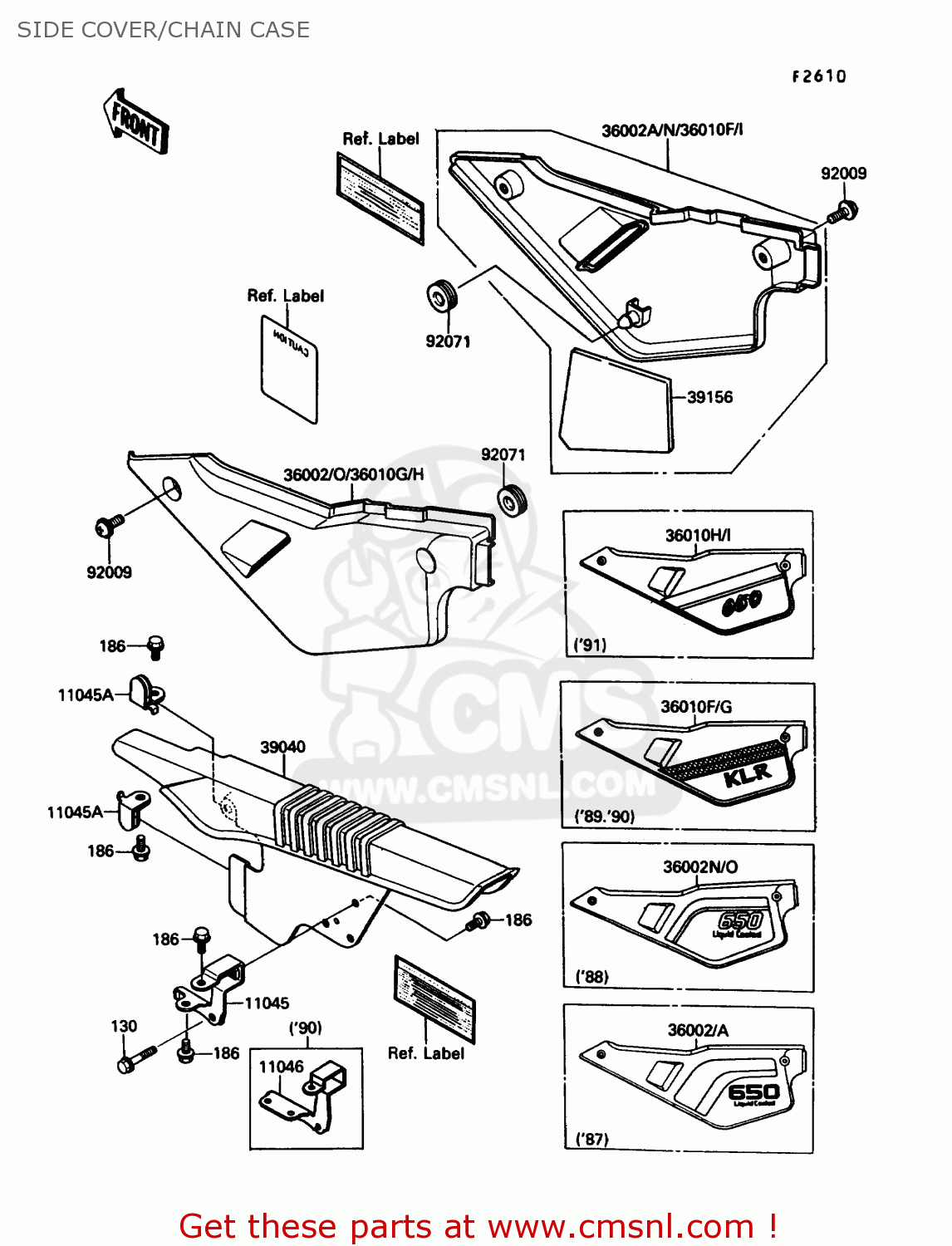 SIDE COVER/CHAIN CASE KL650A1 KLR650 1987 USA CALIFORNIA CANADA