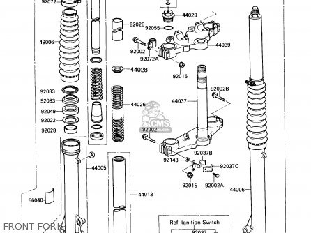 FRONT FORK - KL650A1 KLR650 1987 USA CALIFORNIA CANADA