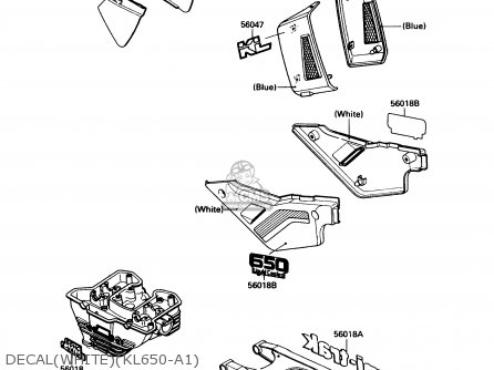 DECAL(WHITE)(KL650-A1) - KL650A1 KLR650 1987 USA CALIFORNIA CANADA