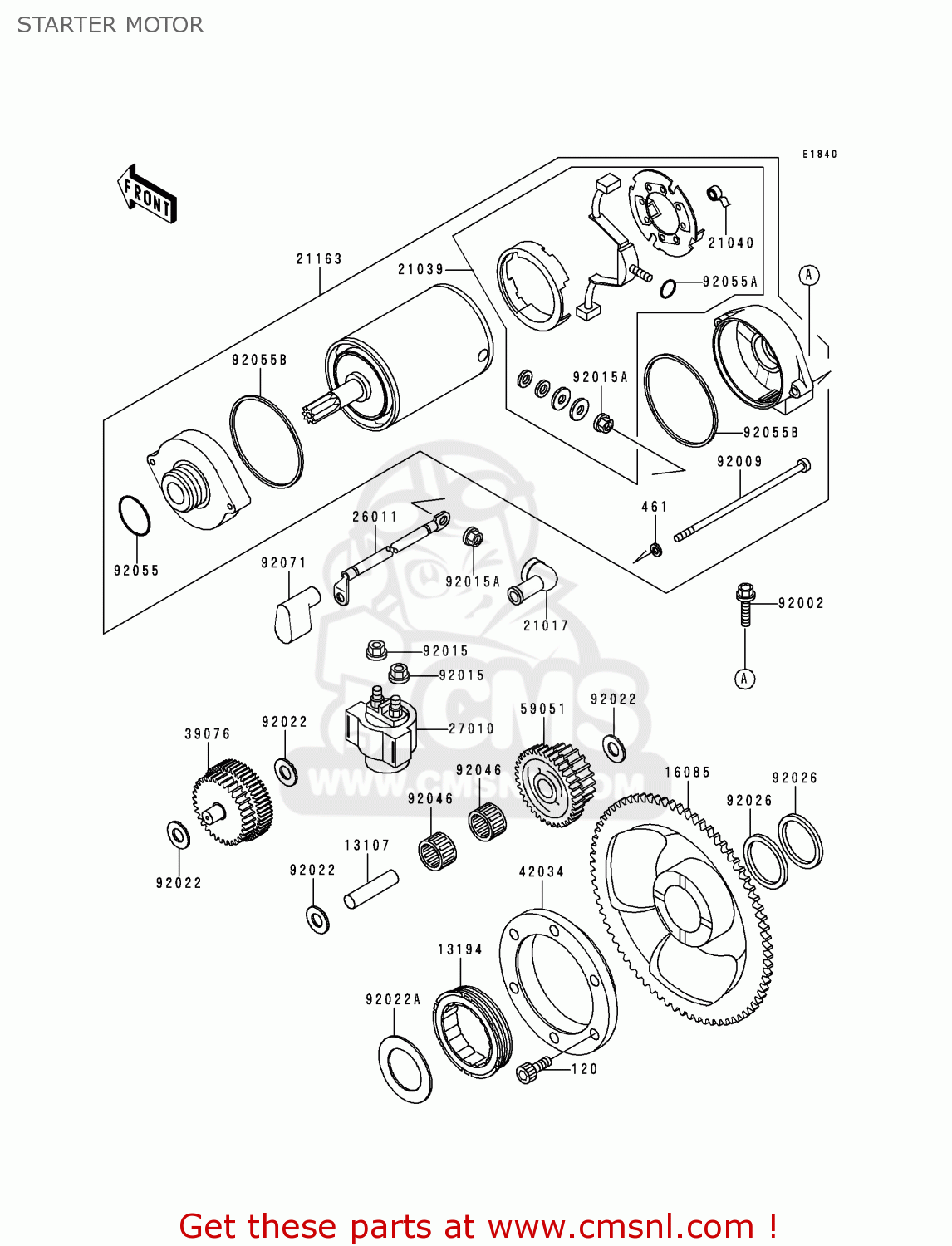 STARTER MOTOR KL650A10 KLR650 1996 USA CALIFORNIA CANADA