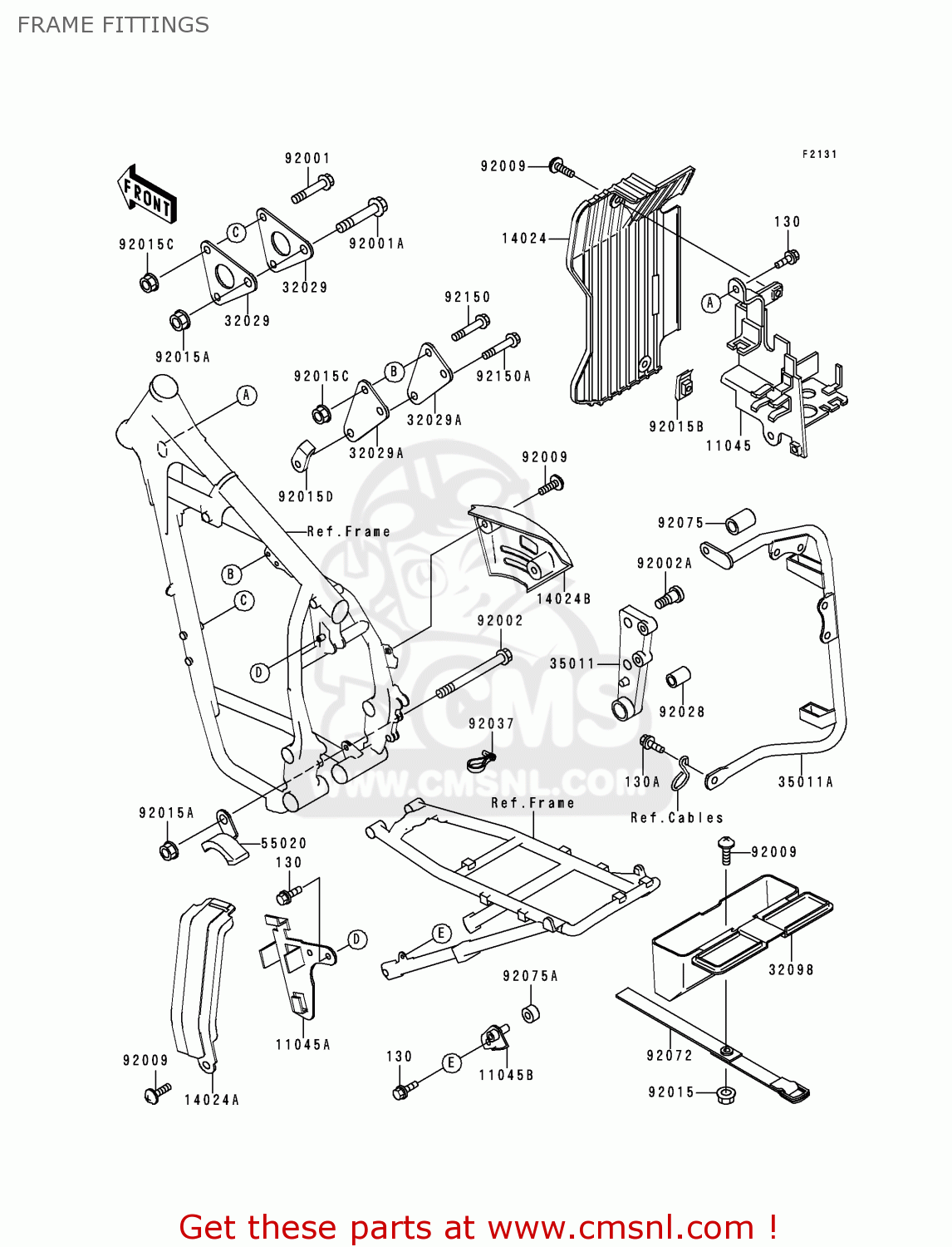 FRAME FITTINGS KL650A10 KLR650 1996 USA CALIFORNIA CANADA
