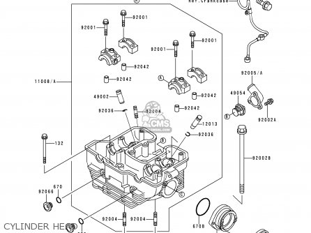 CYLINDER HEAD - KL650A10 KLR650 1996 USA CALIFORNIA CANADA