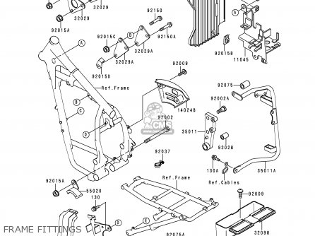 FRAME FITTINGS - KL650A10 KLR650 1996 USA CALIFORNIA CANADA