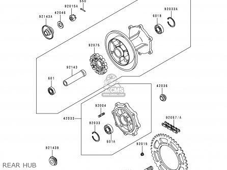 REAR HUB - KL650A10 KLR650 1996 USA CALIFORNIA CANADA