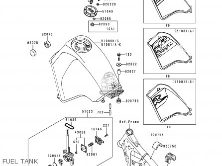 FUEL TANK - KL650A10 KLR650 1996 USA CALIFORNIA CANADA