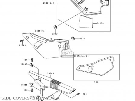 SIDE COVERS/CHAIN COVER - KL650A10 KLR650 1996 USA CALIFORNIA CANADA