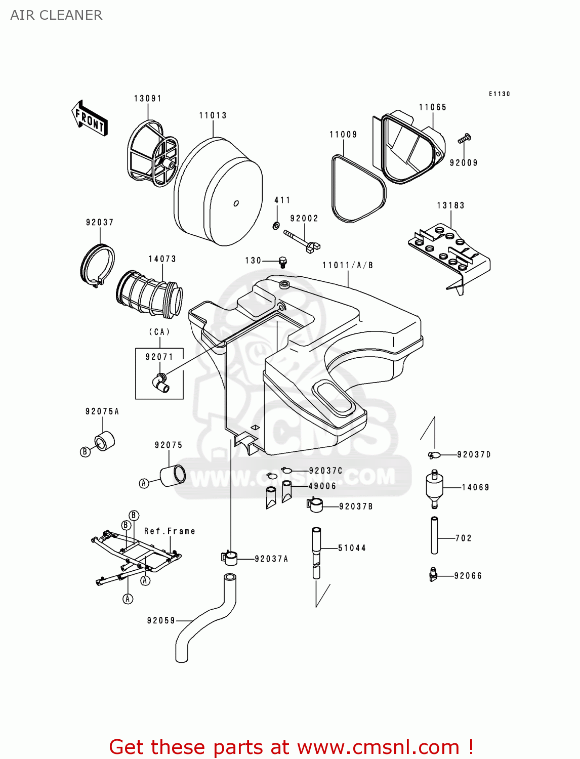 AIR CLEANER KL650A12 KLR650 1998 USA CALIFORNIA CANADA