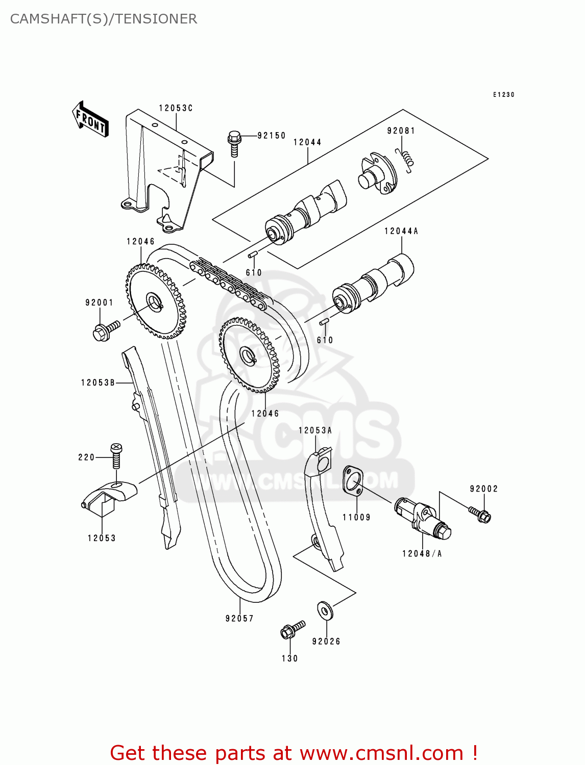 CAMSHAFT(S)/TENSIONER KL650A12 KLR650 1998 USA CALIFORNIA CANADA