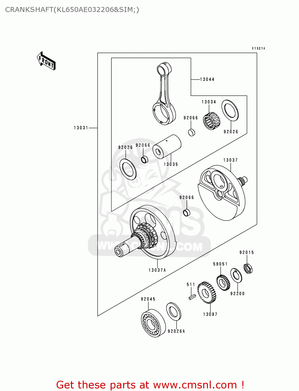 CRANKSHAFT(KL650AE032206&SIM;) KL650A12 KLR650 1998 USA CALIFORNIA CANADA