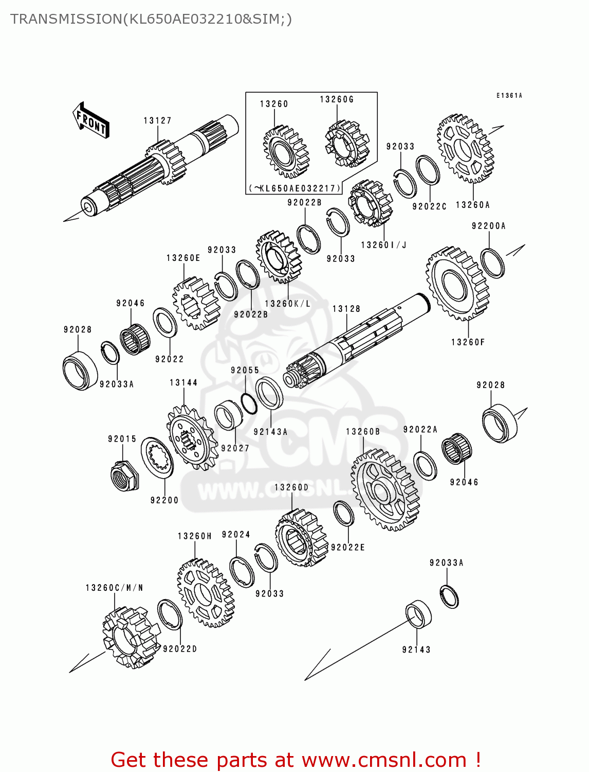 TRANSMISSION(KL650AE032210&SIM;) KL650A12 KLR650 1998 USA CALIFORNIA CANADA