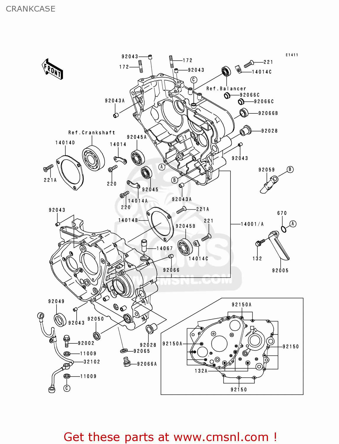 CRANKCASE KL650A12 KLR650 1998 USA CALIFORNIA CANADA