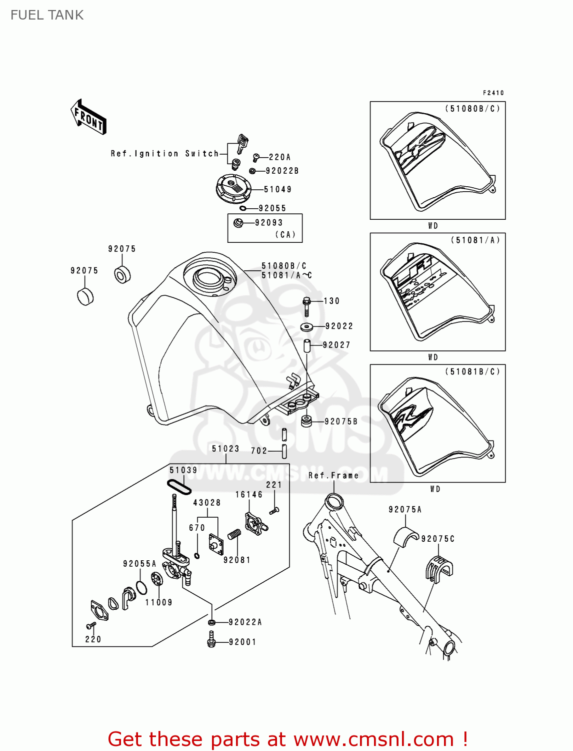 FUEL TANK KL650A12 KLR650 1998 USA CALIFORNIA CANADA