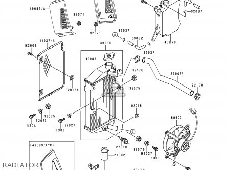 RADIATOR - KL650A12 KLR650 1998 USA CALIFORNIA CANADA