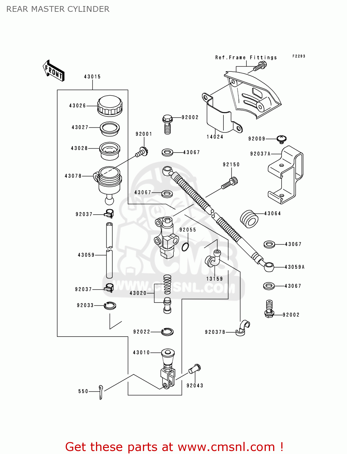 REAR MASTER CYLINDER KL650A13 KLR650 1999 USA CALIFORNIA CANADA