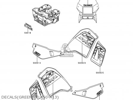 DECALS(GREEN)(KL650-A13) - KL650A13 KLR650 1999 USA CALIFORNIA CANADA