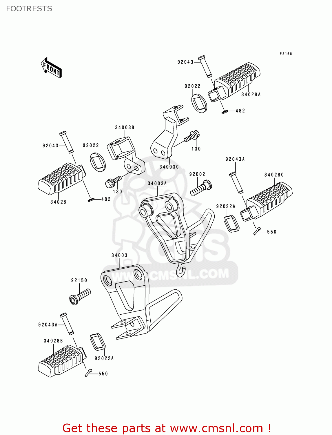FOOTRESTS KL650A14 KLR650 2000 USA CALIFORNIA CANADA