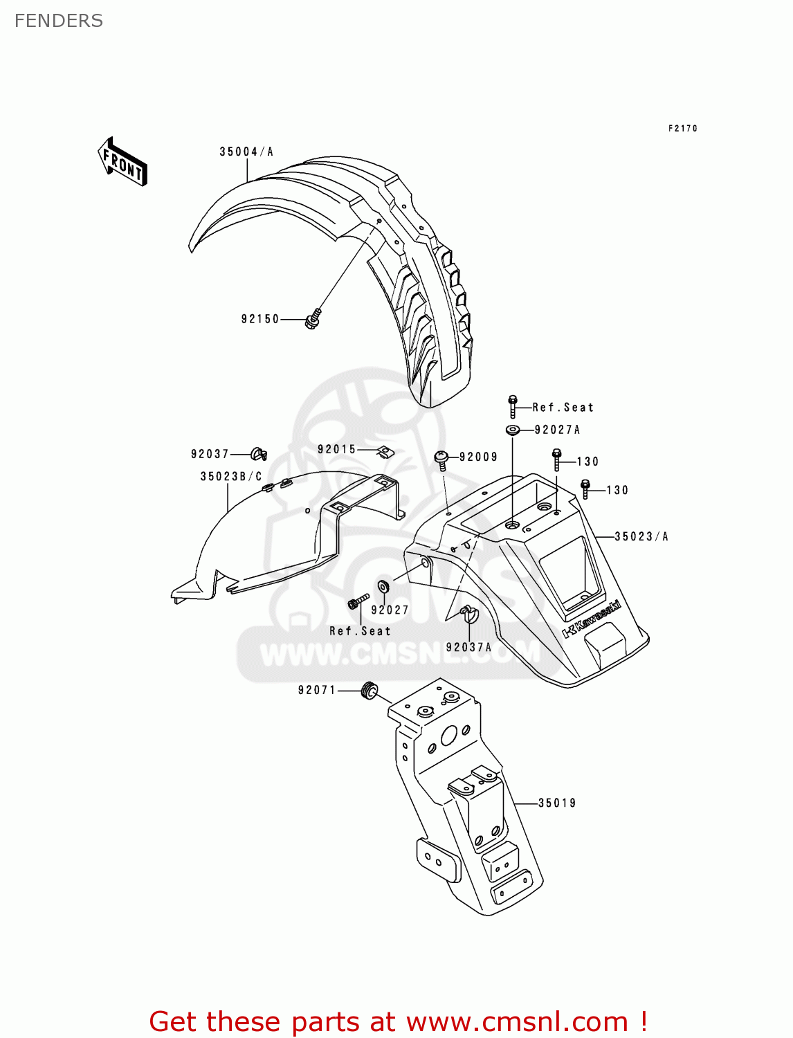 FENDERS KL650A14 KLR650 2000 USA CALIFORNIA CANADA