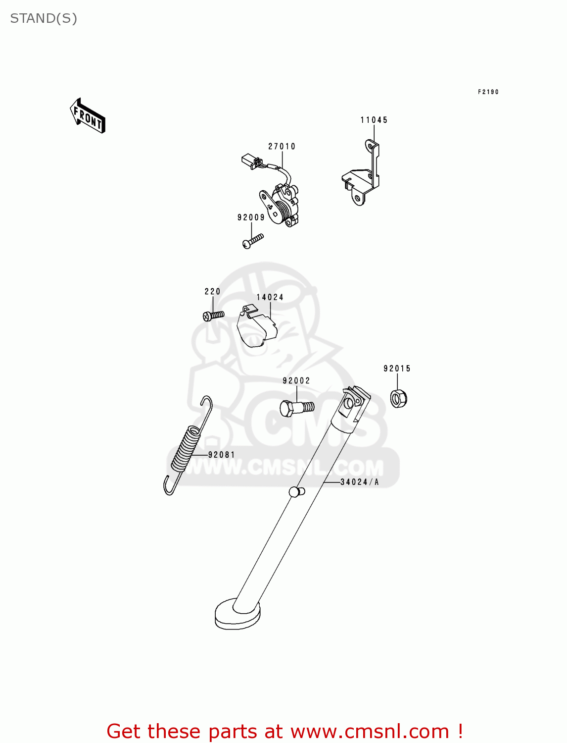 STAND(S) KL650A14 KLR650 2000 USA CALIFORNIA CANADA