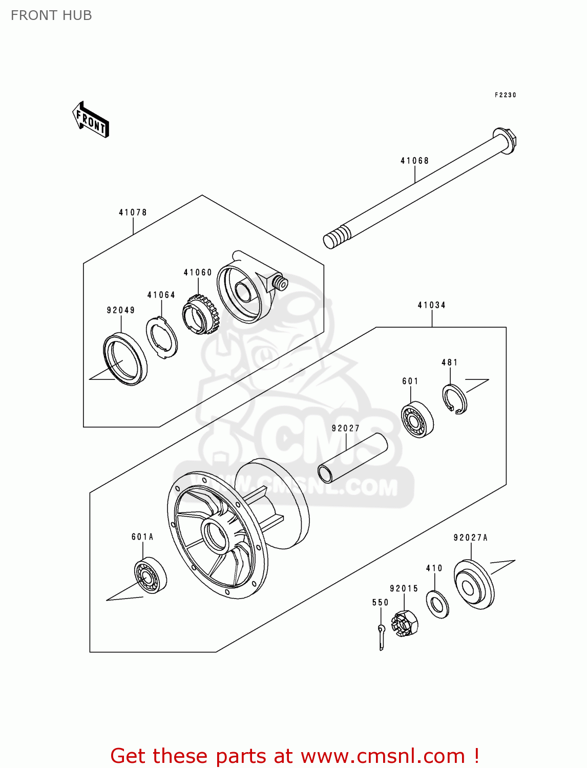 FRONT HUB KL650A14 KLR650 2000 USA CALIFORNIA CANADA