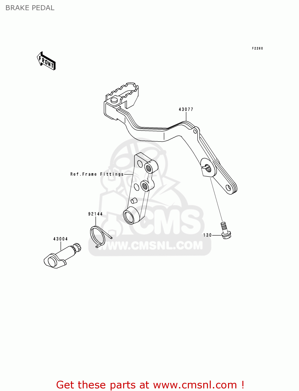 BRAKE PEDAL KL650A14 KLR650 2000 USA CALIFORNIA CANADA