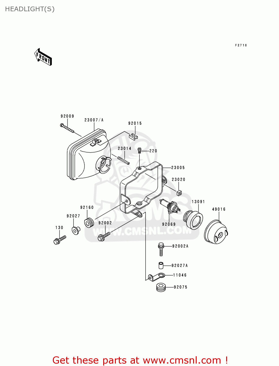 HEADLIGHT(S) KL650A14 KLR650 2000 USA CALIFORNIA CANADA
