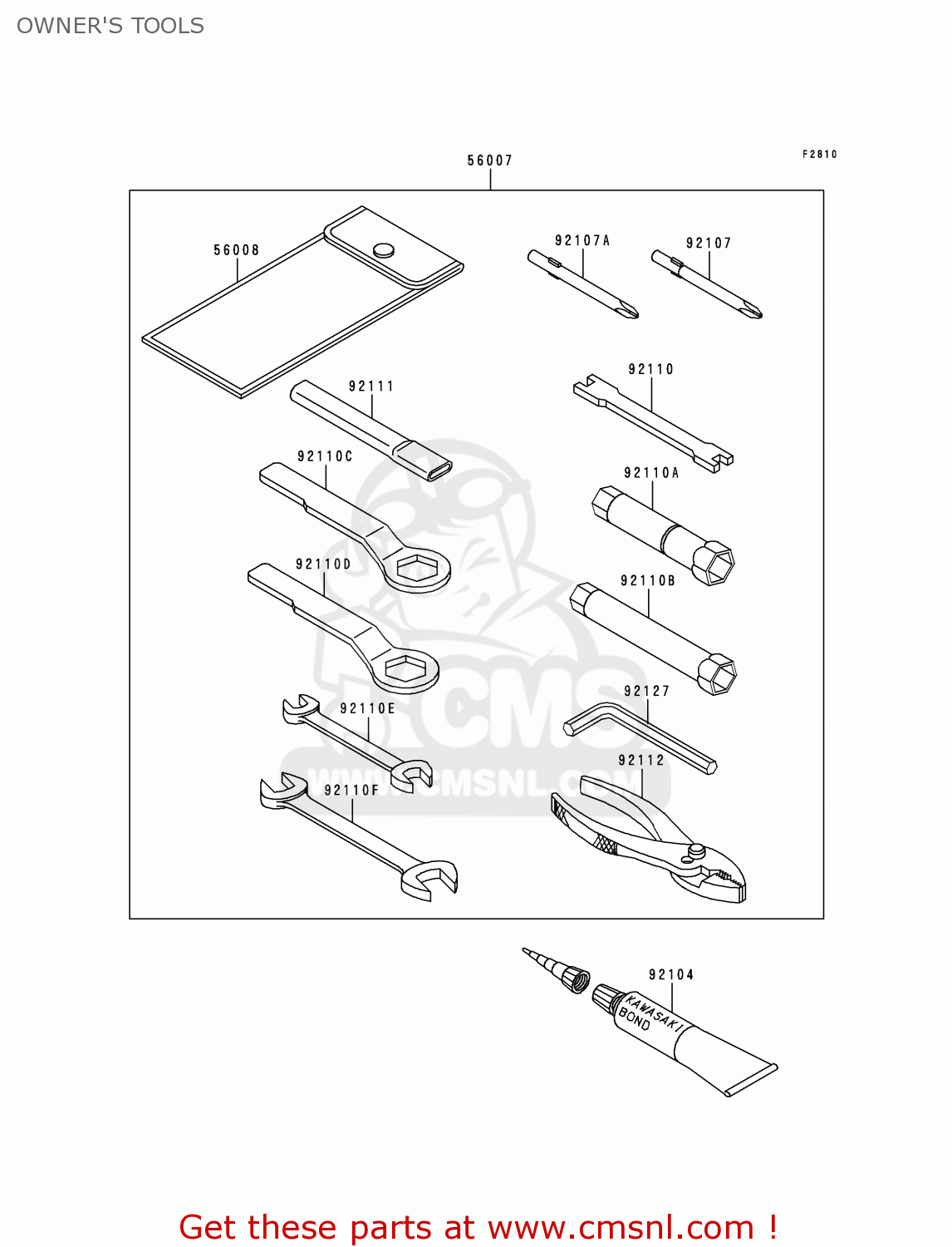 OWNER'S TOOLS KL650A14 KLR650 2000 USA CALIFORNIA CANADA