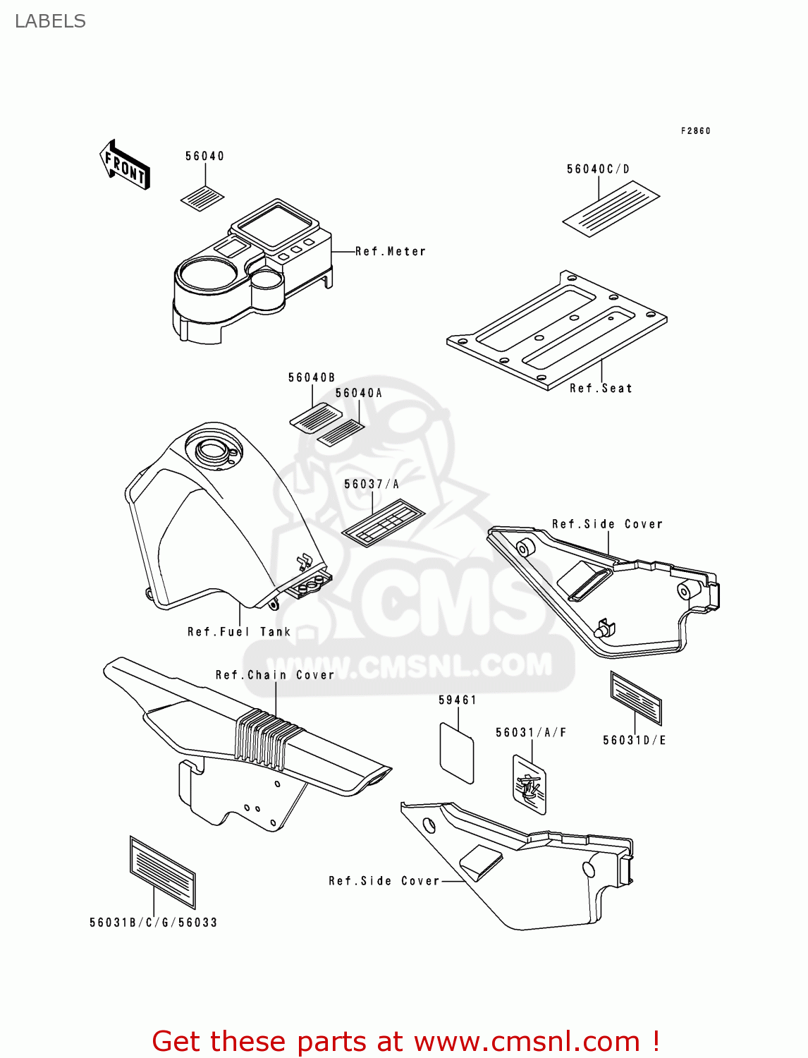 LABELS KL650A14 KLR650 2000 USA CALIFORNIA CANADA