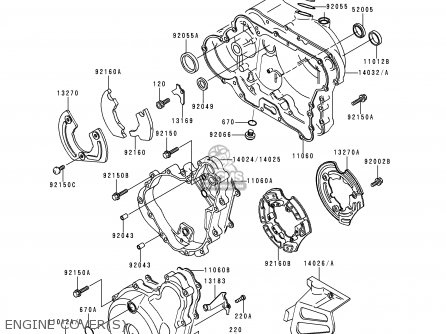 ENGINE COVER(S) - KL650A14 KLR650 2000 USA CALIFORNIA CANADA