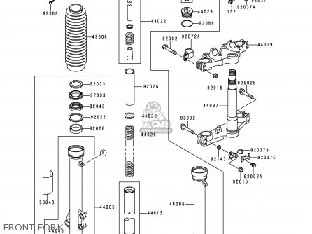 FRONT FORK - KL650A14 KLR650 2000 USA CALIFORNIA CANADA
