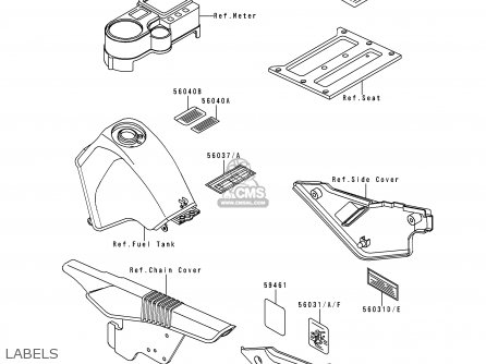 LABELS - KL650A14 KLR650 2000 USA CALIFORNIA CANADA