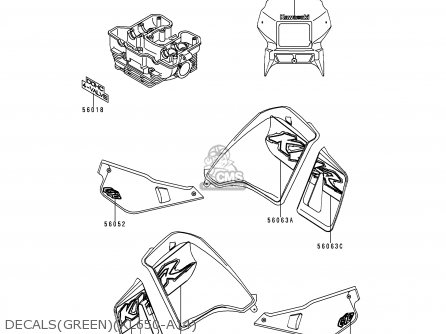 DECALS(GREEN)(KL650-A14) - KL650A14 KLR650 2000 USA CALIFORNIA CANADA