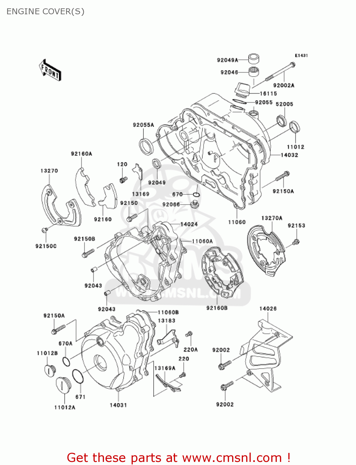 ENGINE COVER(S) KL650A15 KLR650 2001 USA CALIFORNIA CANADA
