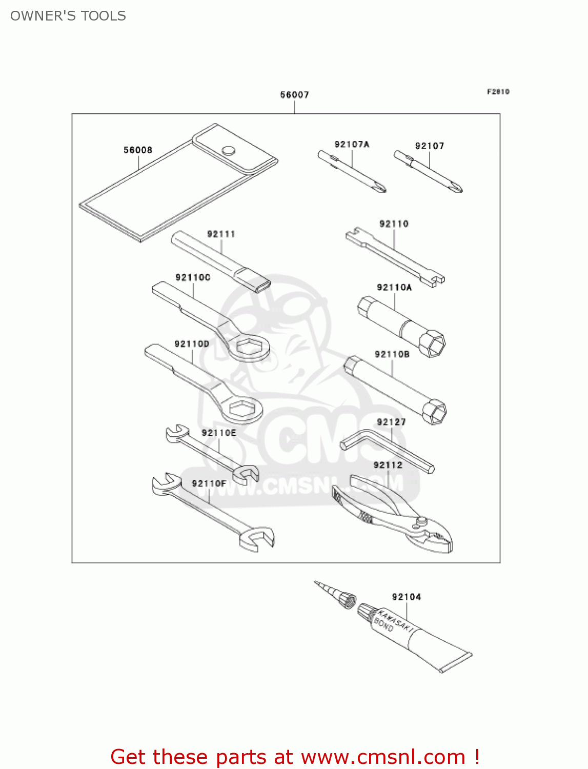 OWNER'S TOOLS KL650A15 KLR650 2001 USA CALIFORNIA CANADA