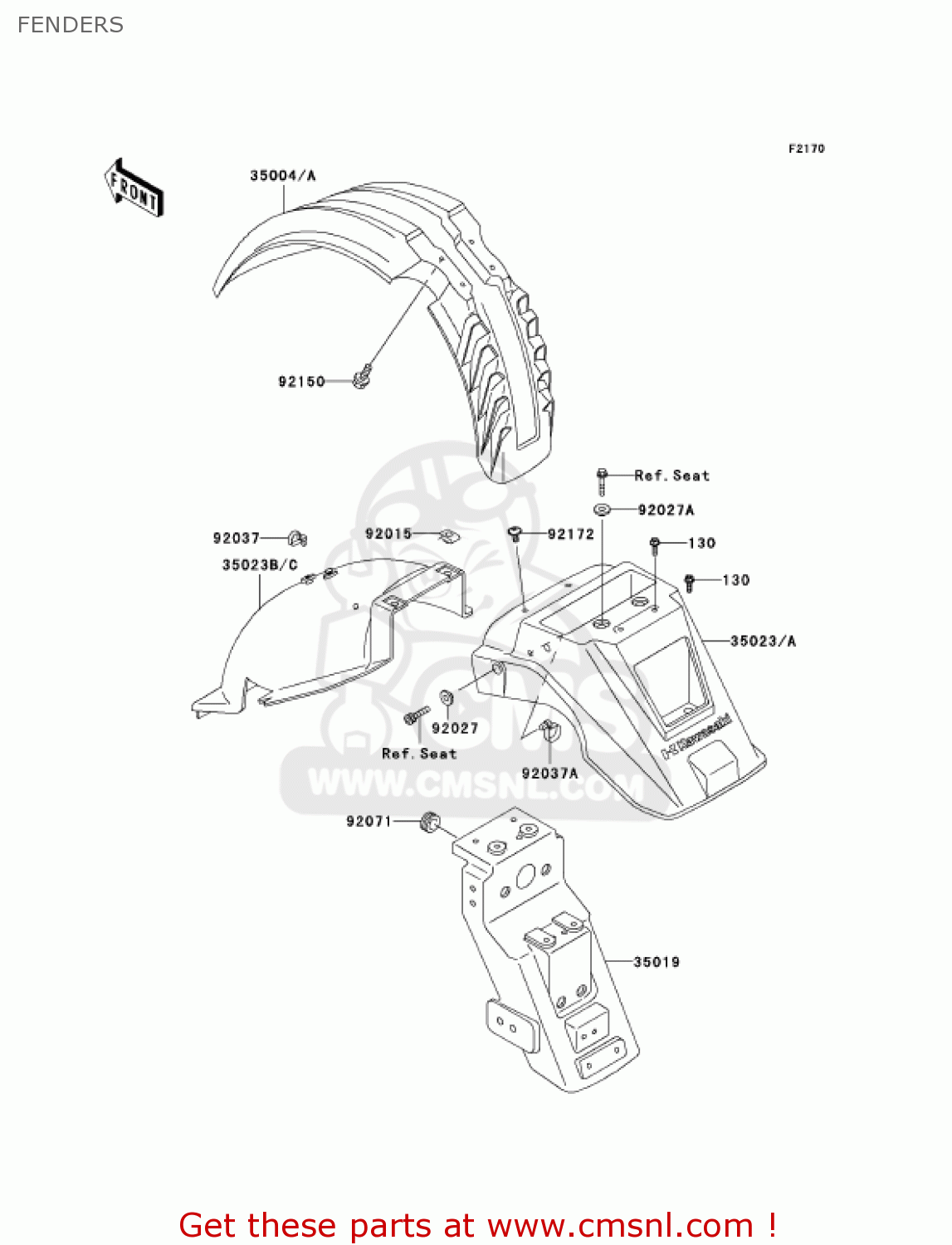 FENDERS KL650A15 KLR650 2001 USA CALIFORNIA CANADA