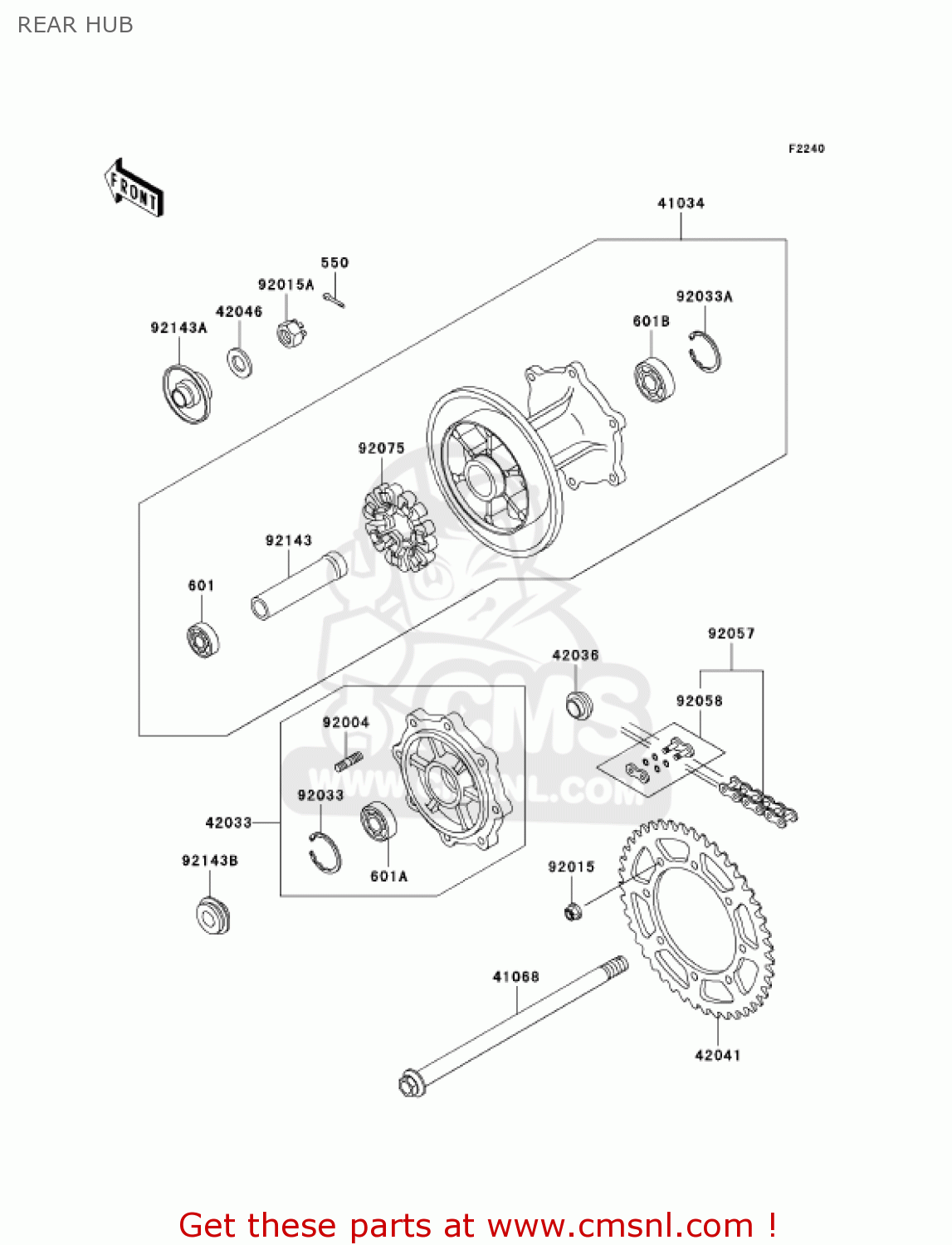 REAR HUB KL650A15 KLR650 2001 USA CALIFORNIA CANADA