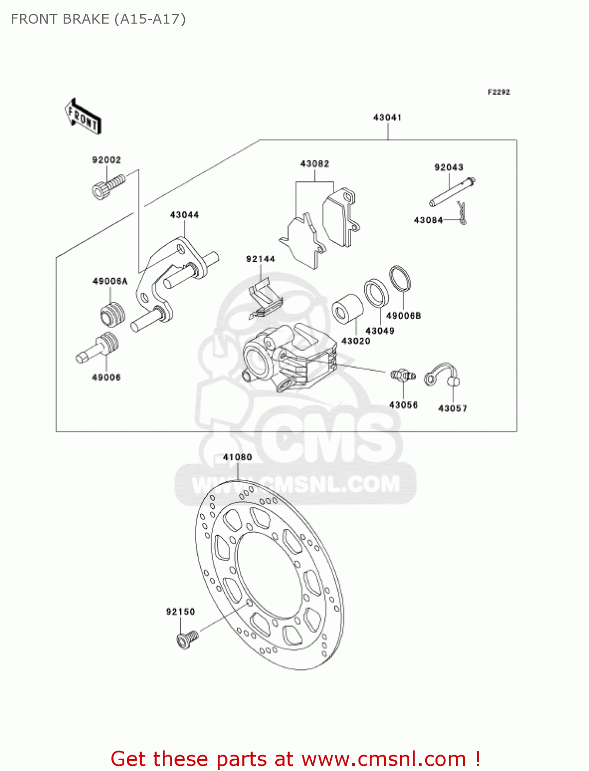FRONT BRAKE (A15-A17) KL650A15 KLR650 2001 USA CALIFORNIA CANADA