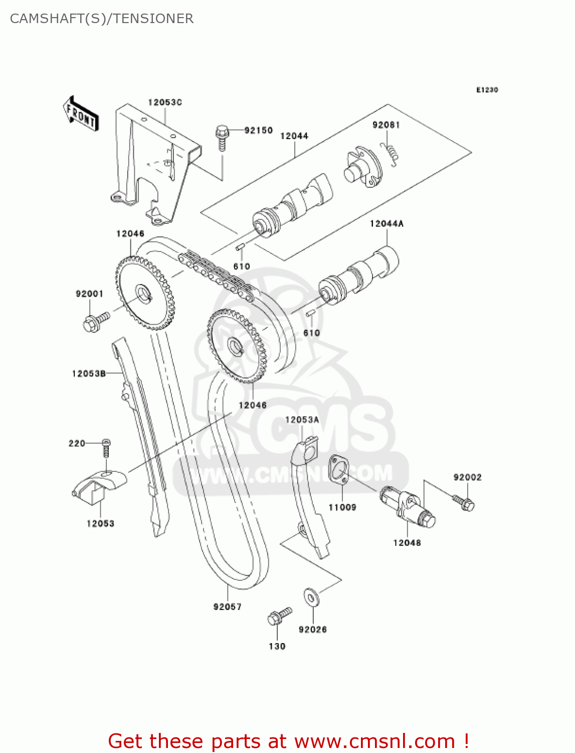 CAMSHAFT(S)/TENSIONER KL650A15 KLR650 2001 USA CALIFORNIA CANADA
