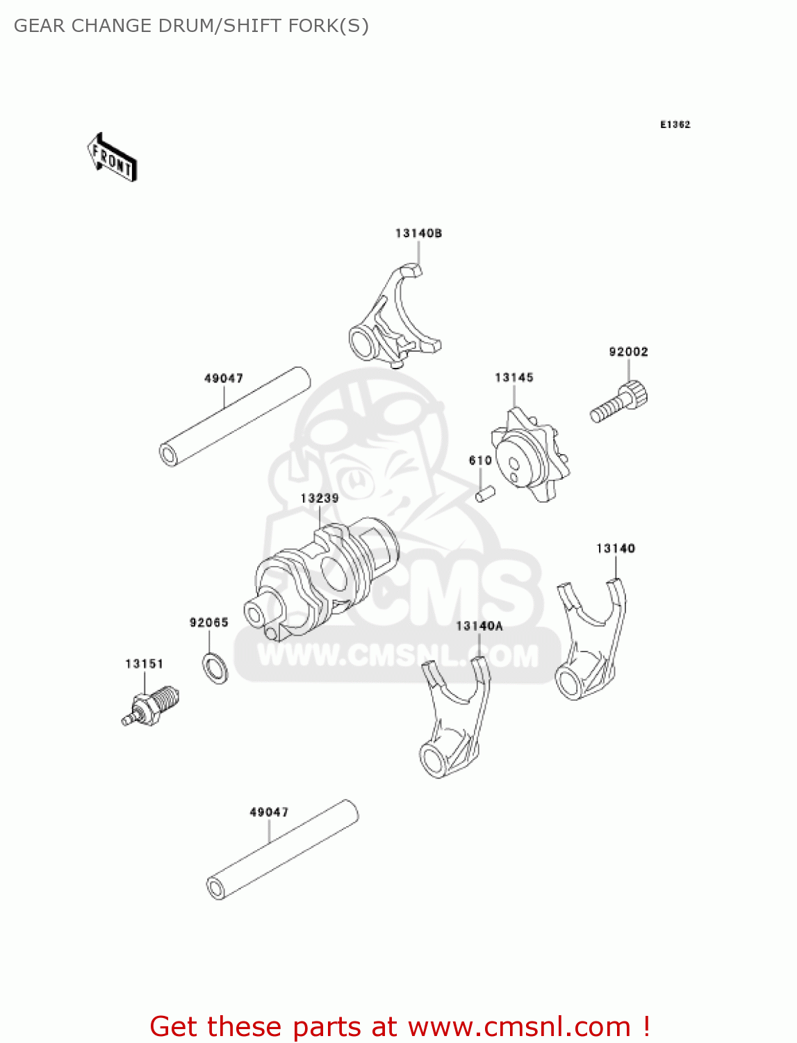 GEAR CHANGE DRUM/SHIFT FORK(S) KL650A15 KLR650 2001 USA CALIFORNIA CANADA