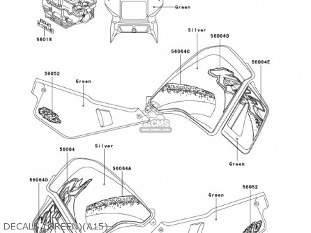 DECALS (GREEN)(A15) - KL650A15 KLR650 2001 USA CALIFORNIA CANADA