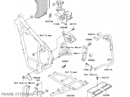 FRAME FITTINGS - KL650A15 KLR650 2001 USA CALIFORNIA CANADA