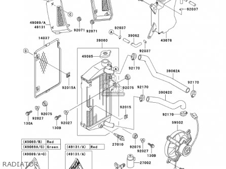 RADIATOR - KL650A15 KLR650 2001 USA CALIFORNIA CANADA