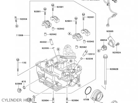 CYLINDER HEAD - KL650A15 KLR650 2001 USA CALIFORNIA CANADA