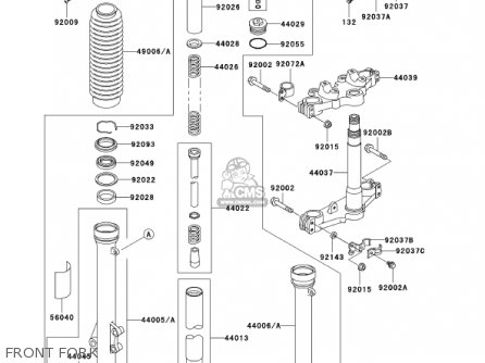 FRONT FORK - KL650A15 KLR650 2001 USA CALIFORNIA CANADA