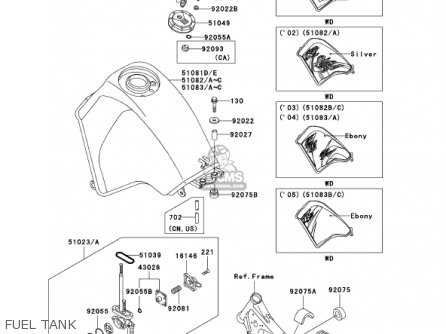 FUEL TANK - KL650A15 KLR650 2001 USA CALIFORNIA CANADA