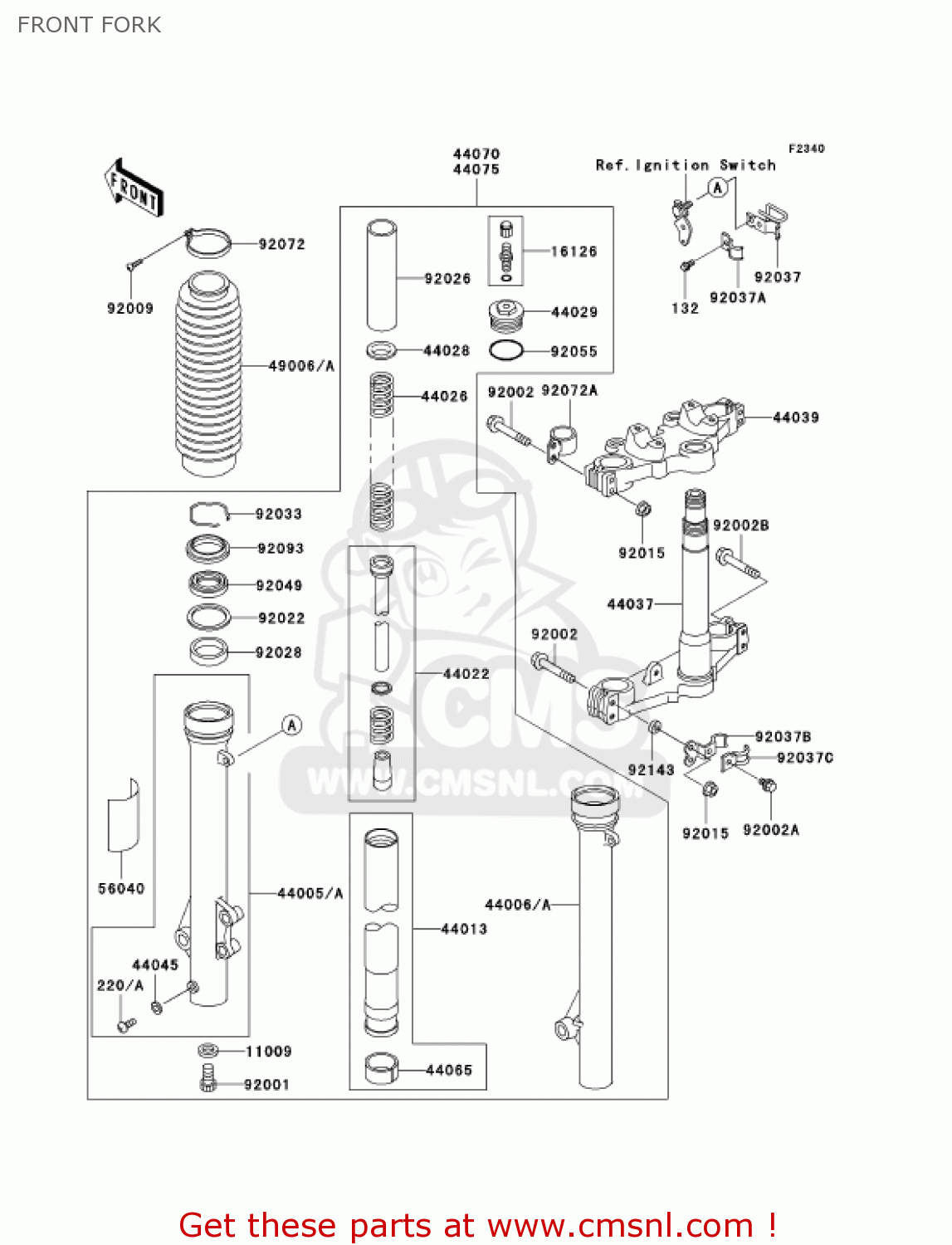 FRONT FORK KL650A16 KLR650 2002 USA CALIFORNIA CANADA