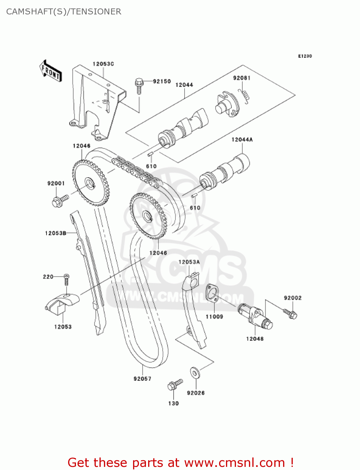 CAMSHAFT(S)/TENSIONER KL650A16 KLR650 2002 USA CALIFORNIA CANADA